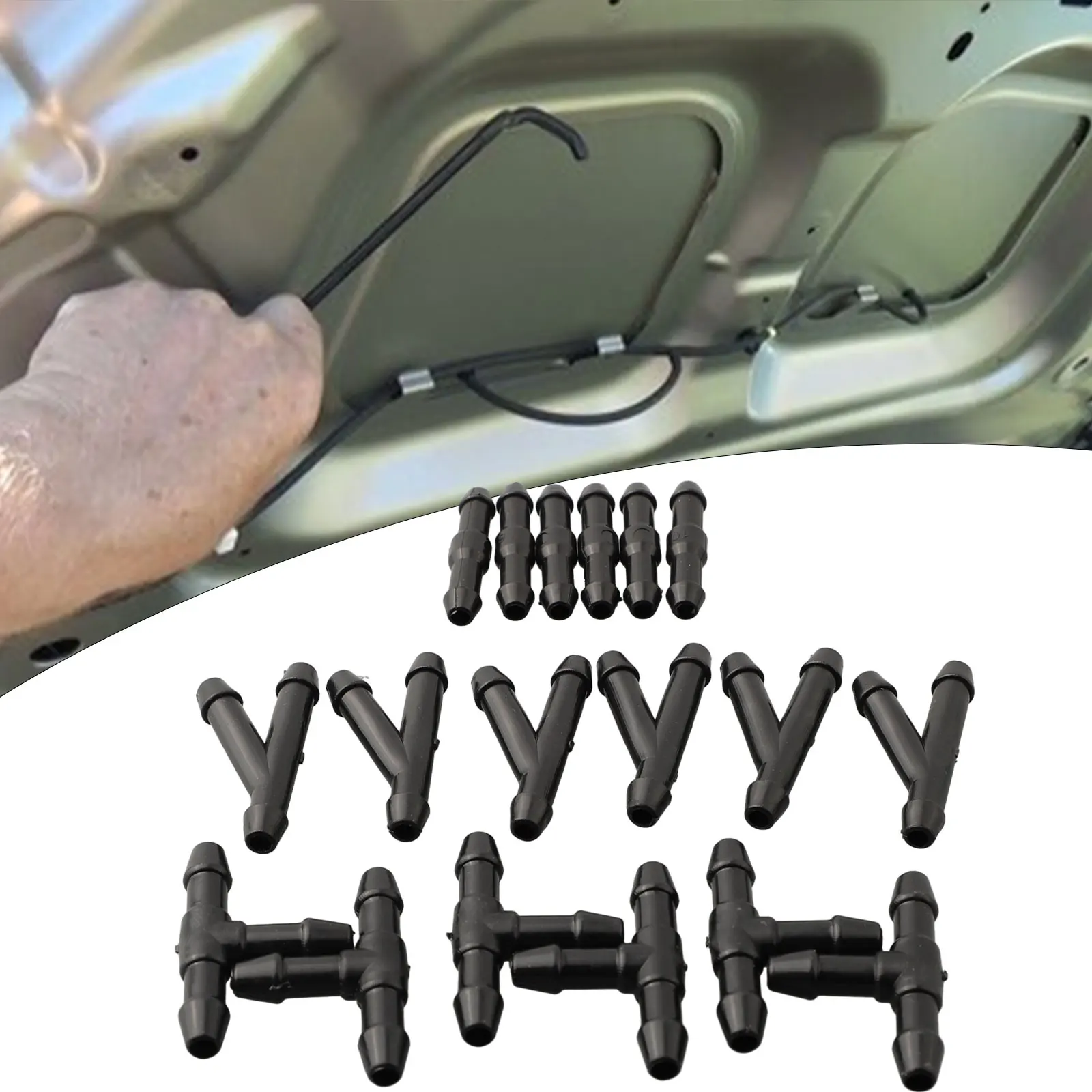 

Windshield Washer Tube Connector Joiner T Piece Straight 3 Way Y Piece Air Fuel Water Gasoline Cleaner Washer Nozzle Hose 18Pcs