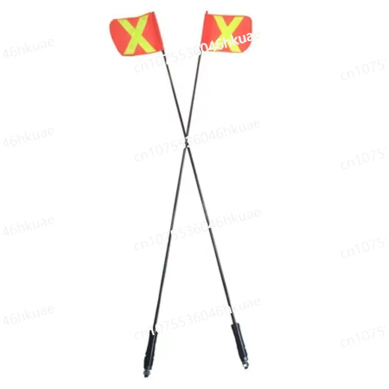 

Equipped with Spring and Reflective X Signs 8 Ft, 10', 12 Ft Amber Top Lighted Mine Safety Warning Whip Flag,