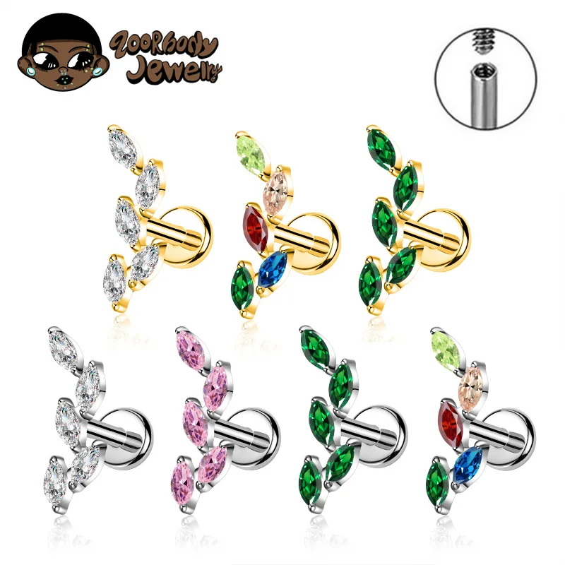 ASTM F136 Titanium Womens Ear Studs Conch Helix Piercing Flat Daith Tragus Earrings Lip Stud Nose Ring New Body Jewelry Gift