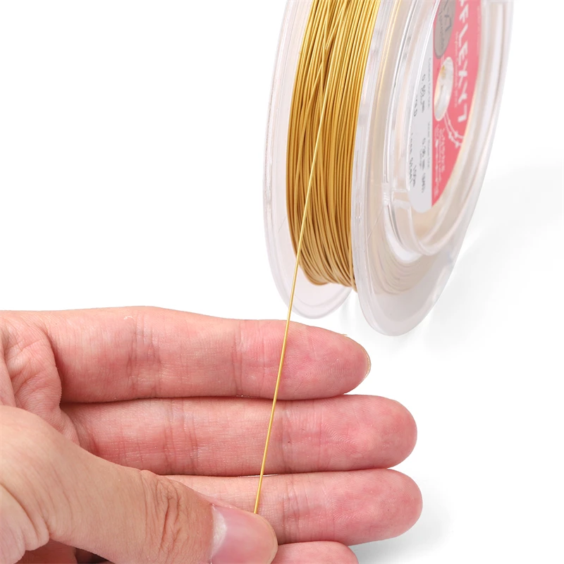 1M/Roll 0.3/0.4/0.5/0.6mm Gold/Silver Color Steel Flexible Bead Wire Soft Wire for Necklaces Bracelets Beading Craft Work