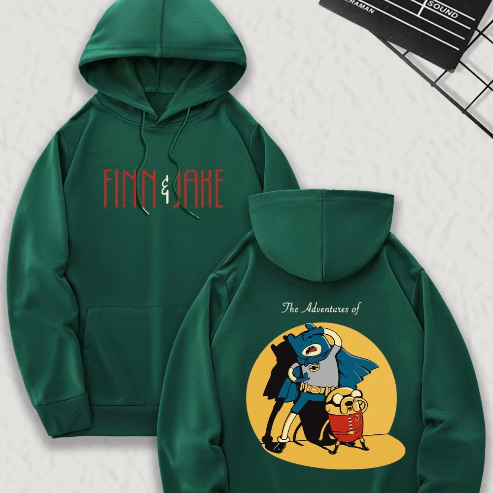 مغامرة الوقت الرجال فيرست ليك هوديي العصرية الكرتون طباعة الكنغر جيب الوجهين تصميم الشتاء الخريف الدافئة سترة غير رسمية #1