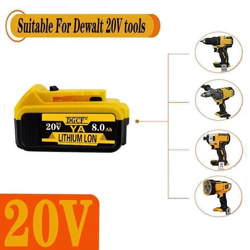 NWE Original For DEWEI 20V 12000mAh Rechargeable Power Tools Battery with LED Li-ion Replacement DCB205 DCB204-2 DCB206