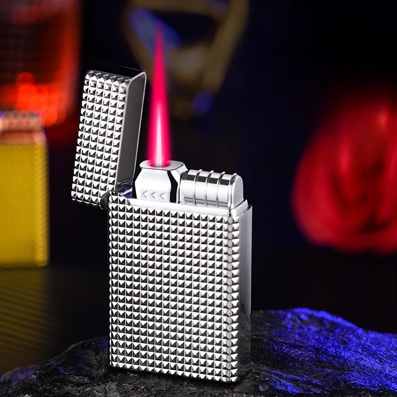 

Three-dimensional Lattice Design Appearance Metal Red Flame Lighter High Quality Windproof Men Gift Lighter Smoking Accessories