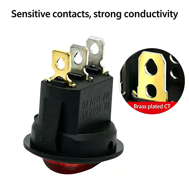 

4Pcs KCD1 6A 12V/220V LED Illuminated Round Rocker Switch ON/OFF 3-Pin SPST Power Button for Car Boat