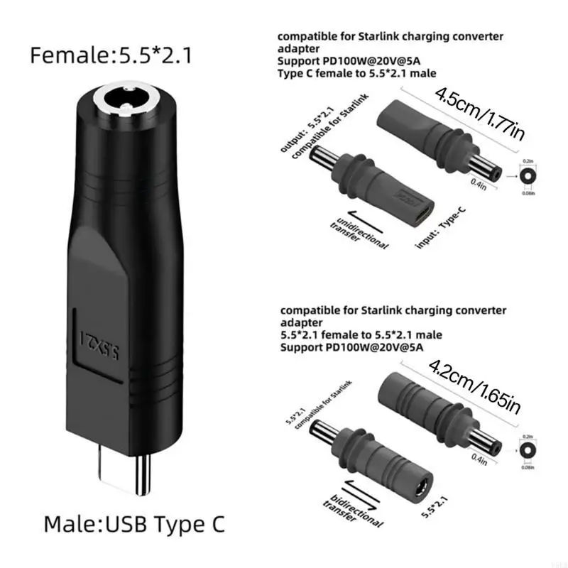 

Y5LB 3Pcs USB C DC5521 Cable Adapter Converters for Mini Satellite Charging Efficient