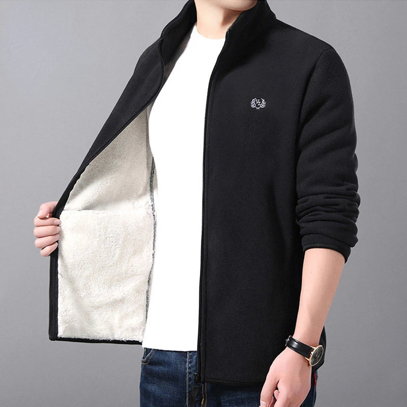 Fleece coats Men Streetwear Sweatshirt Military Zipper Bomber Jacket Warm Thick Men Clothing Solid Outerwear Motorcycle Jacket