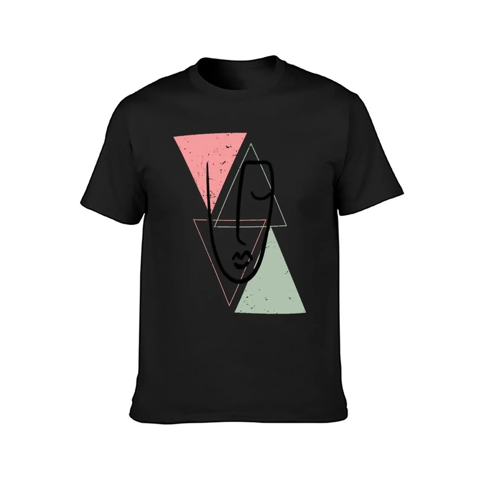 Triangular Mind / Lined-Art Face / pink and green triangles T-Shirt new edition plain mens tall t shirts