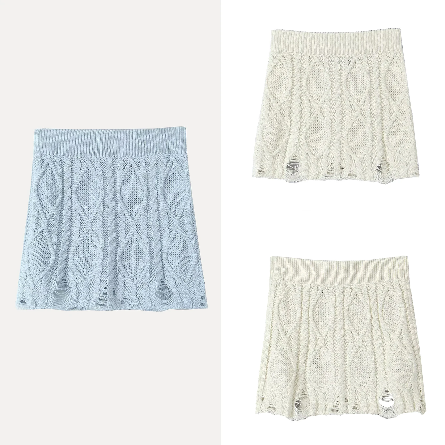 

Ele Hollow out Knitted f Skirt for Women Casual Sle mid Waist A-Line Skirt Stand Fit 00% Other Fabric