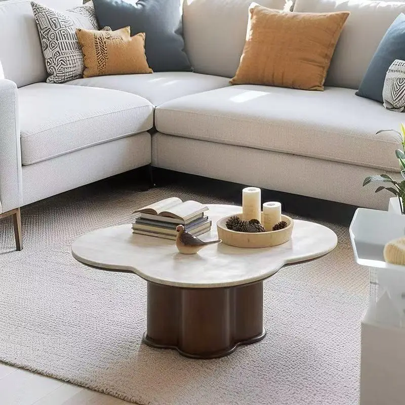 Four-leaf clover coffee table retro style living room special-shaped design creative coffee able French creative travertine sma
