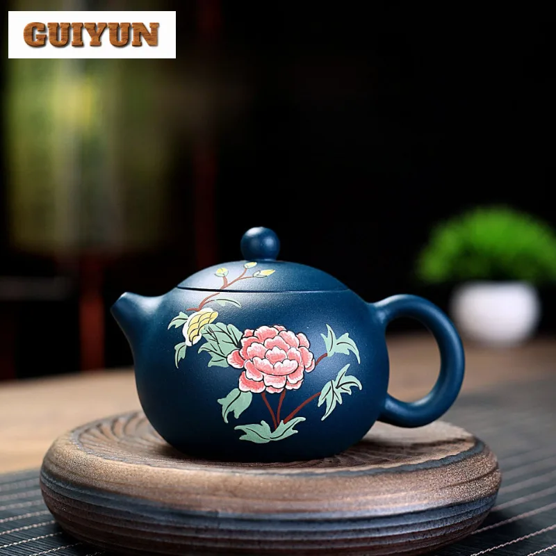 

250ml Authentic Yixing Purple Clay Teapots Famous Master Handmade Xishi Pot Raw Ore Blackish Green Mud Kettle Zisha Tea Set Gift