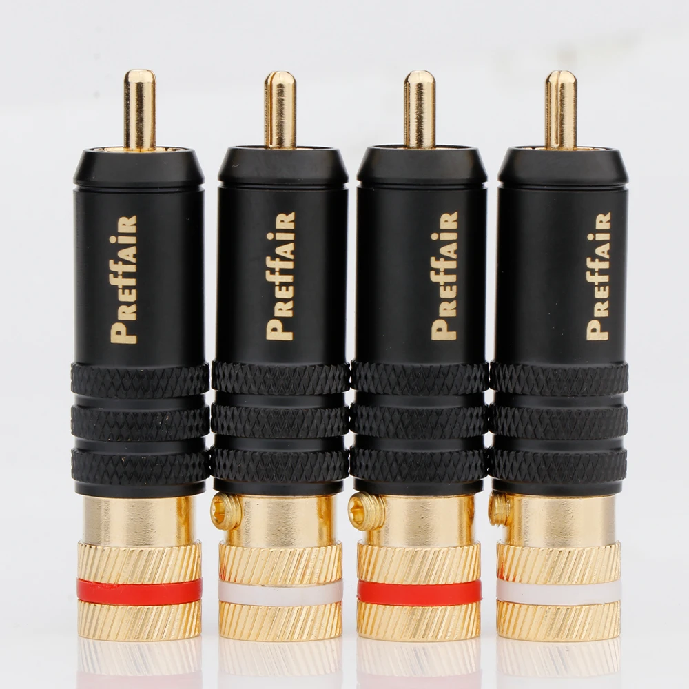 Preffair 24K Gold Plated RCA Plug HIFI Signal Line Plug Connector Adapter RCA Lotus Head Copper Wire Diameter 9-11MM