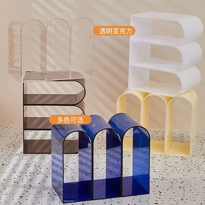 Acrylic Bookshelf Floor-standing Storage Rack Bedroom Creative Simple and Organization Living Room
