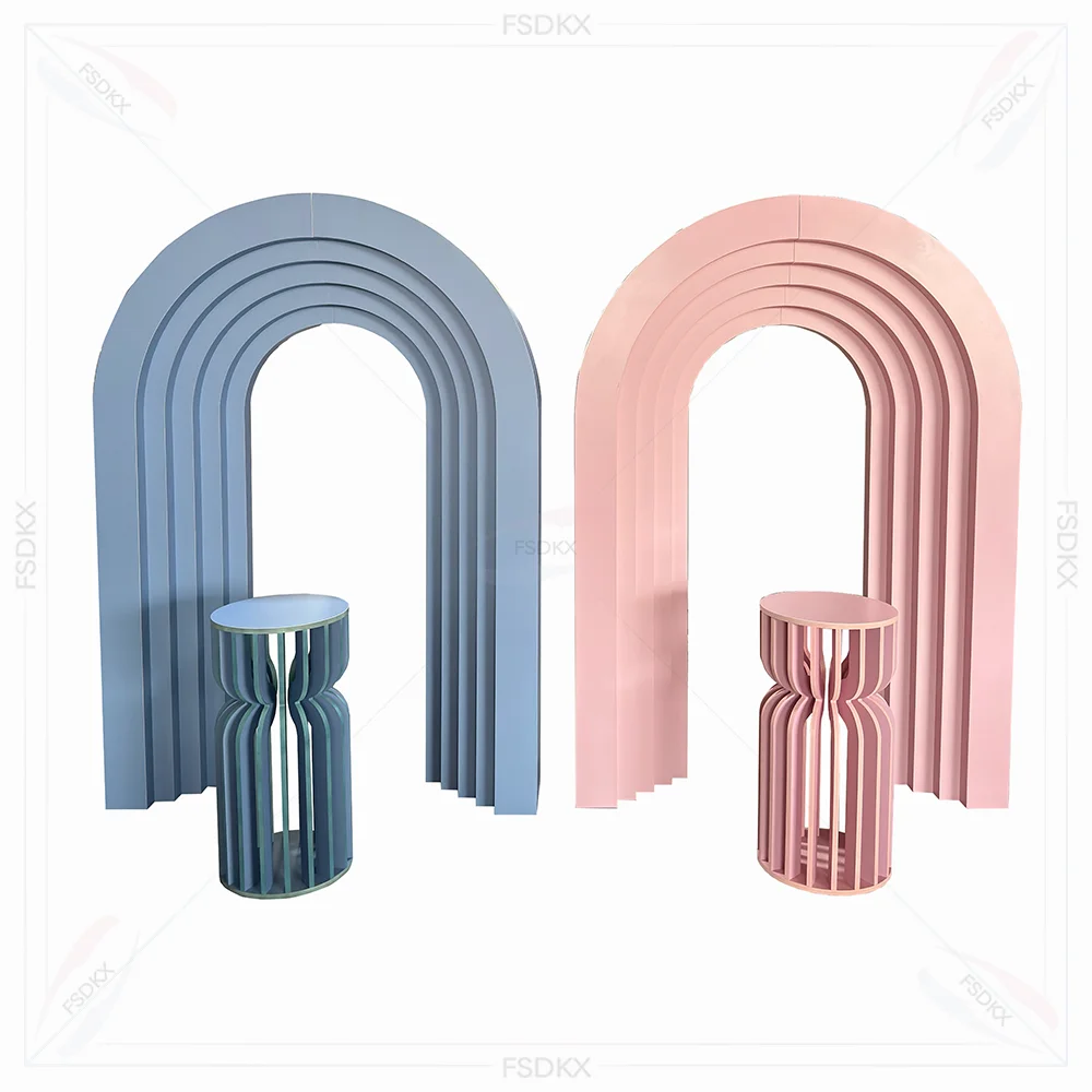 

FSDKX Wedding PVC Backdrop with Stand Event Stage Panels Decorative Arch Ripple Curve Backdrop for Perfect Wedding Decoration