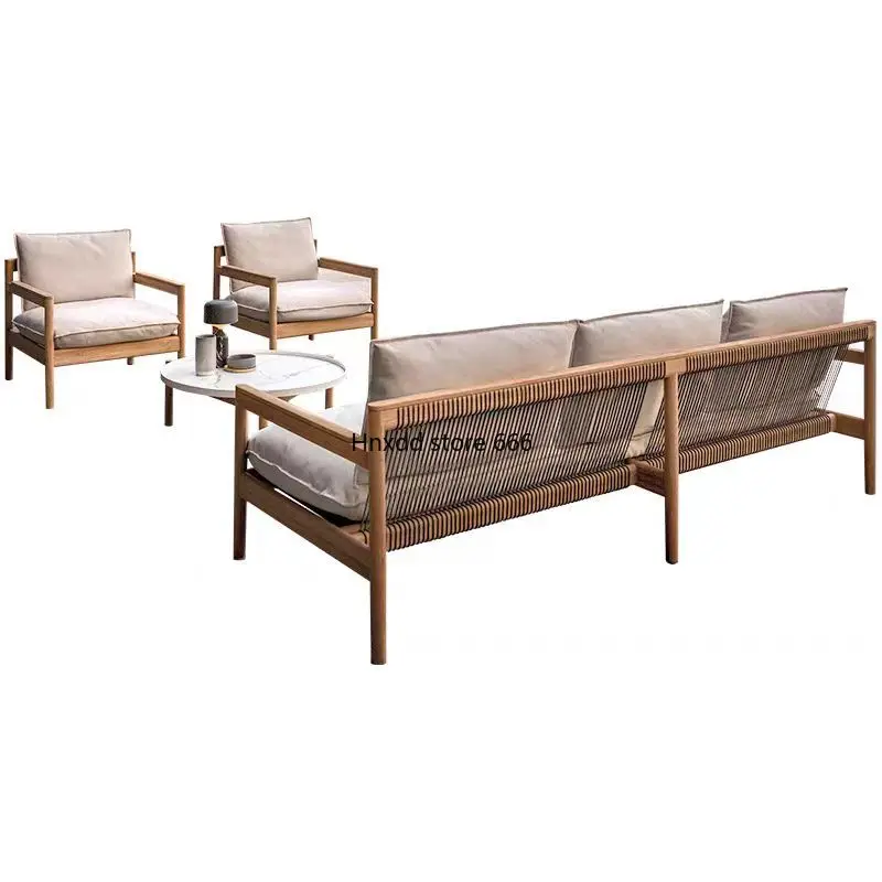 

Outdoor waterproof teak solid wood combination sofa