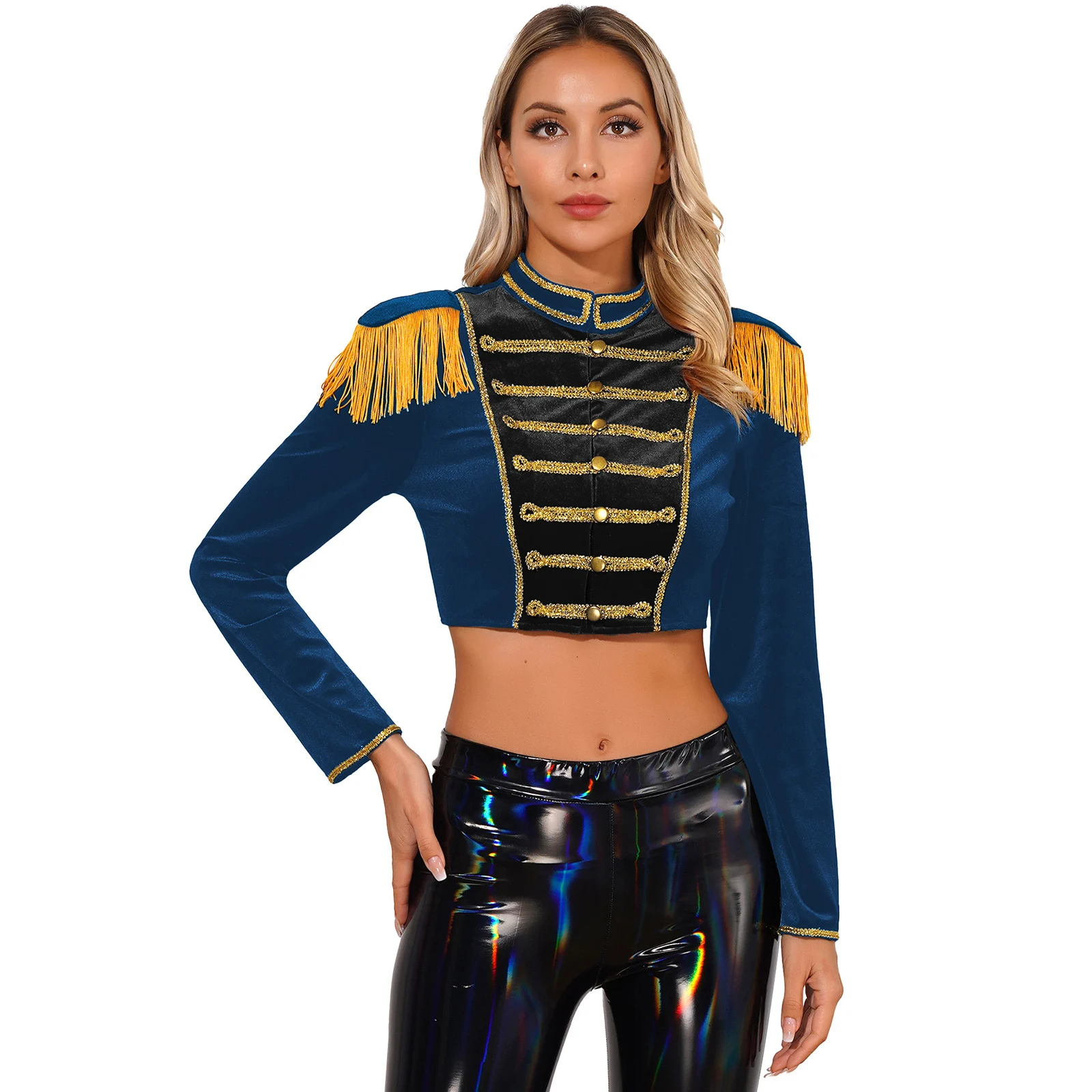 Damen Zirkus Ring master Cosplay Kostüm Jacke Showman Ring leader Löwenb ändiger Halloween Rollenspiel Kleidung Samt Kurz mantel