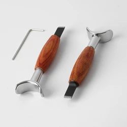 Leather Carving Rotary Knife Handmade DIY Stainless Steel Pear Wood Handle With Adjustable Height Vegetable Tanning Tool Knife