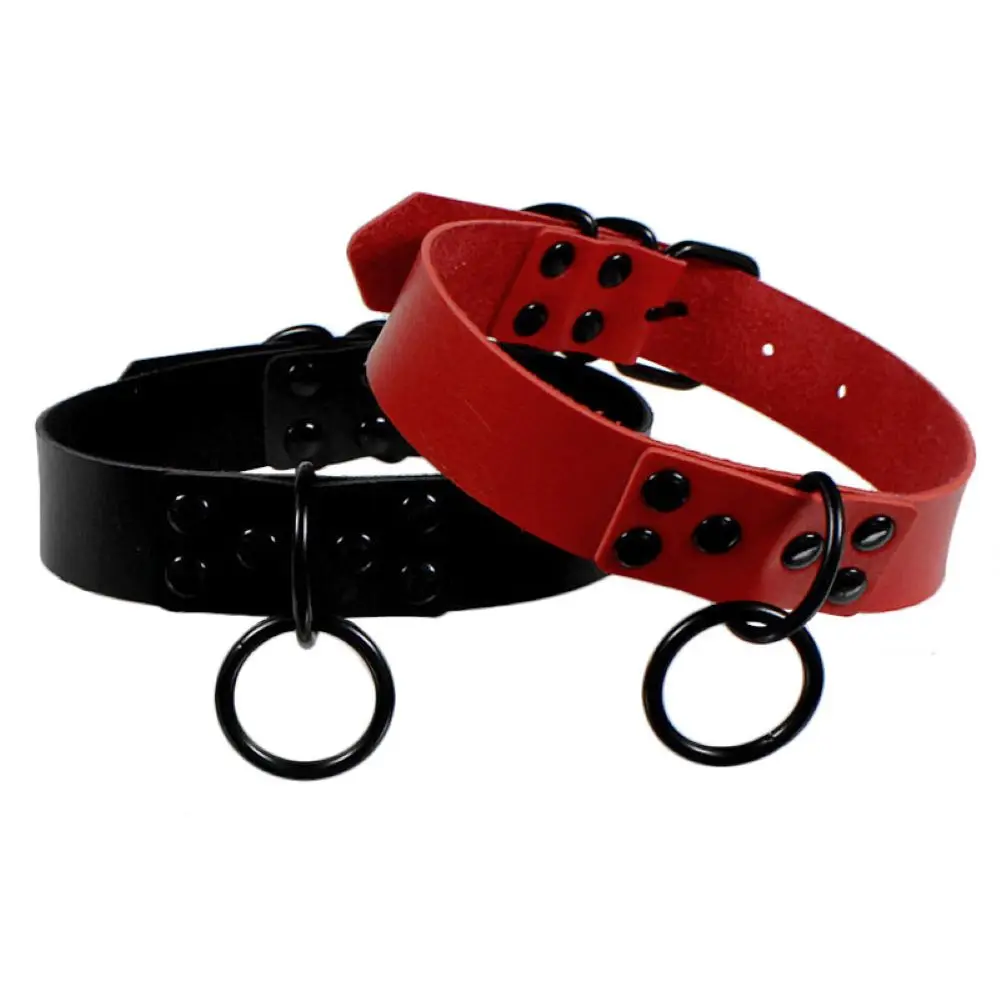 2024 Black Red Punk Gothic Choker Necklace Handmade Collar belt Necklaces Leather choker party jewelry chunky necklace