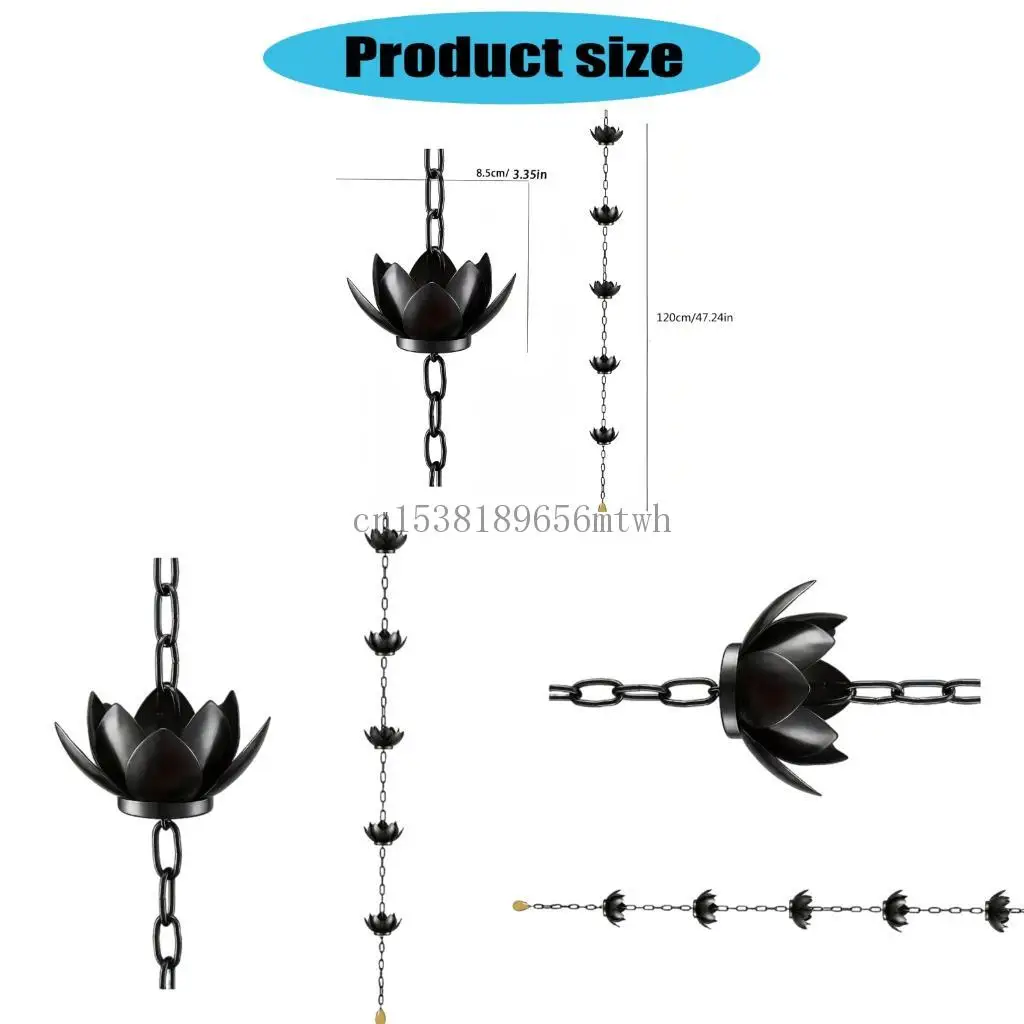 

Flower Rain Chain for Gutters with Adapter Flower Rain Chain Cups Gutter Downspout Water Home Display Adjustable B03D