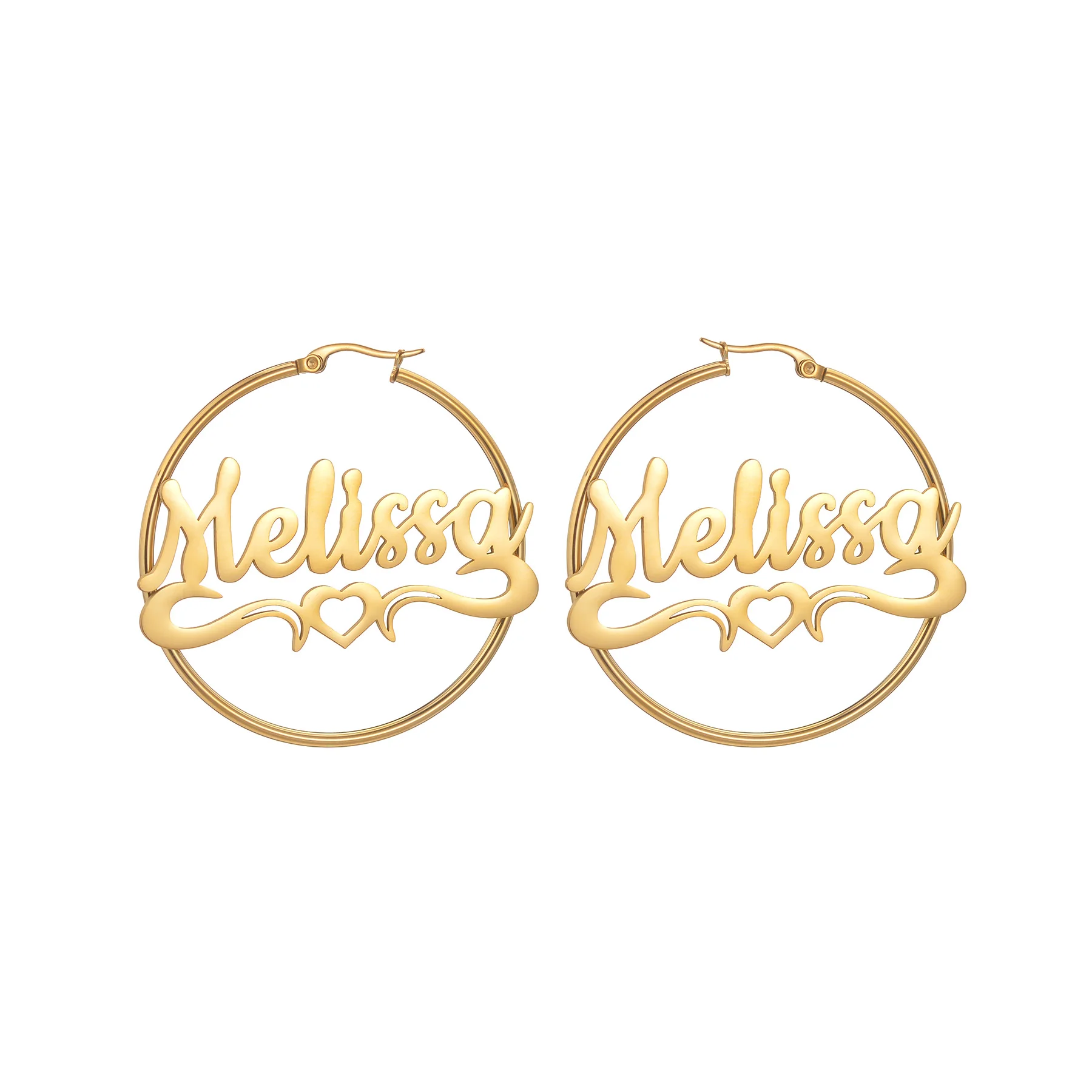 Acheerup anting-anting Hoop nama kustom untuk wanita anak perempuan anting-anting Hati huruf dipersonalisasi baja tahan karat perhiasan hadiah ulang tahun 2025