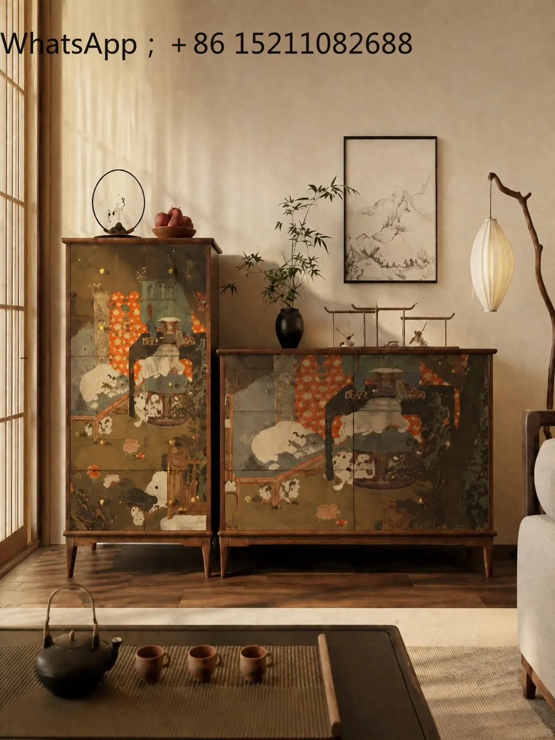 SCY solid wood painted five or six chest cabinets, antique living room storage, entrance cabinet, drawer, wall cabinet