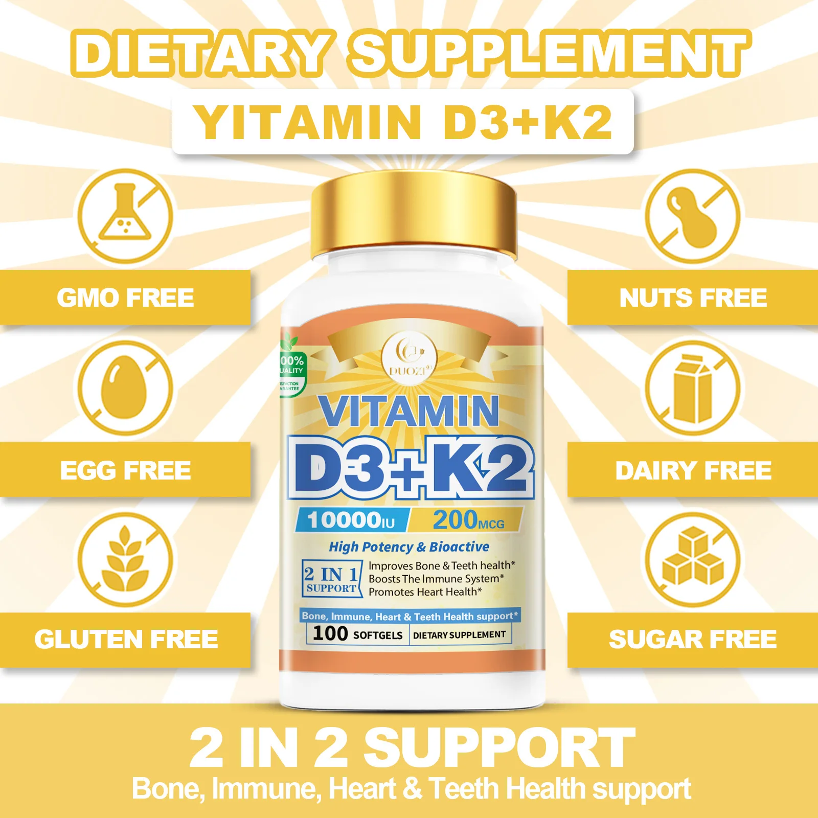 

Efficient Vitamin D3+K2 Soft Capsules Promote Metabolic Regulation, Calcium Absorption, and Healthy Bone Development and Growth