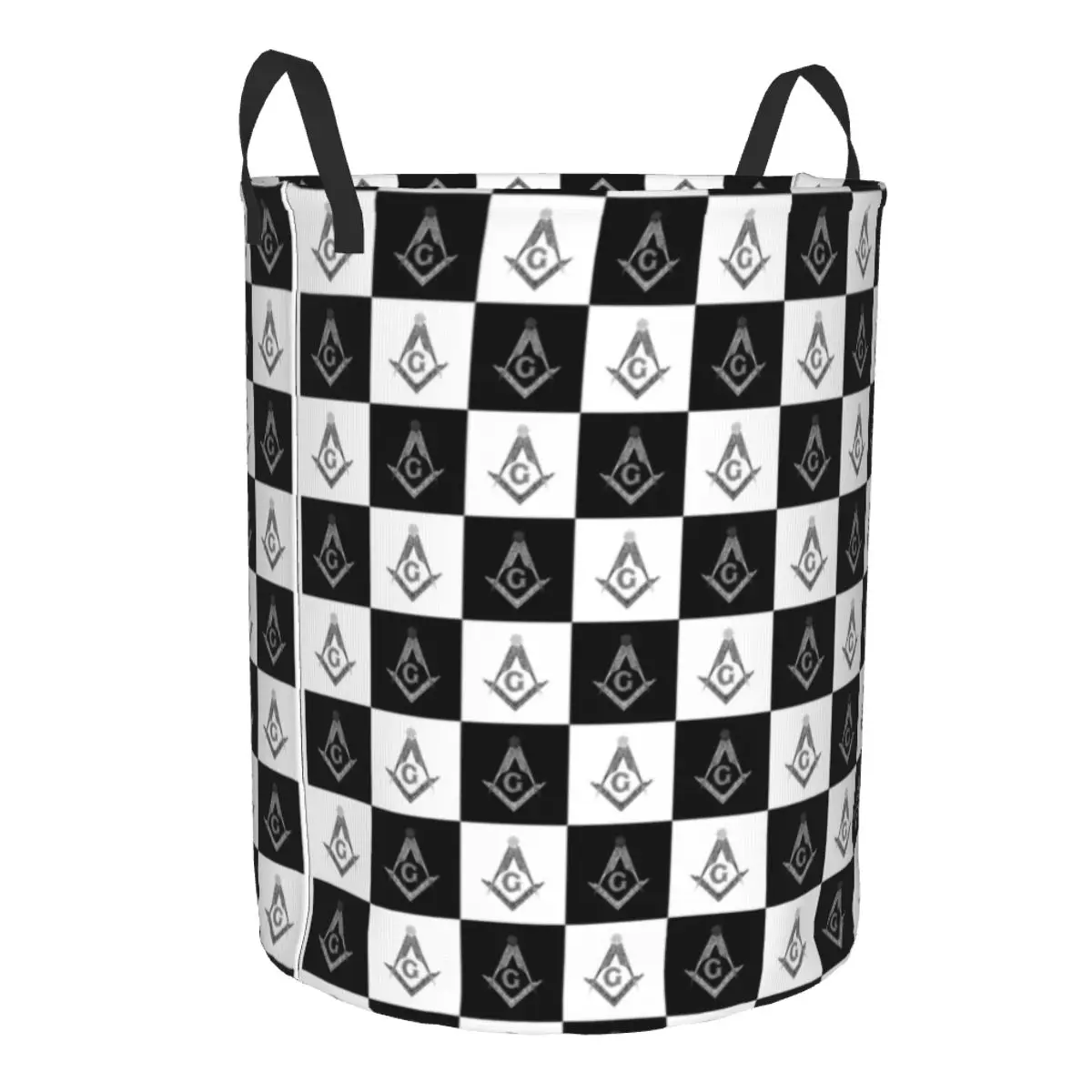 Freemason Checkered Pattern Laundry Basket Collapsible Mason Masonic Baby Hamper for Nursery Toys Organizer Storage Bins