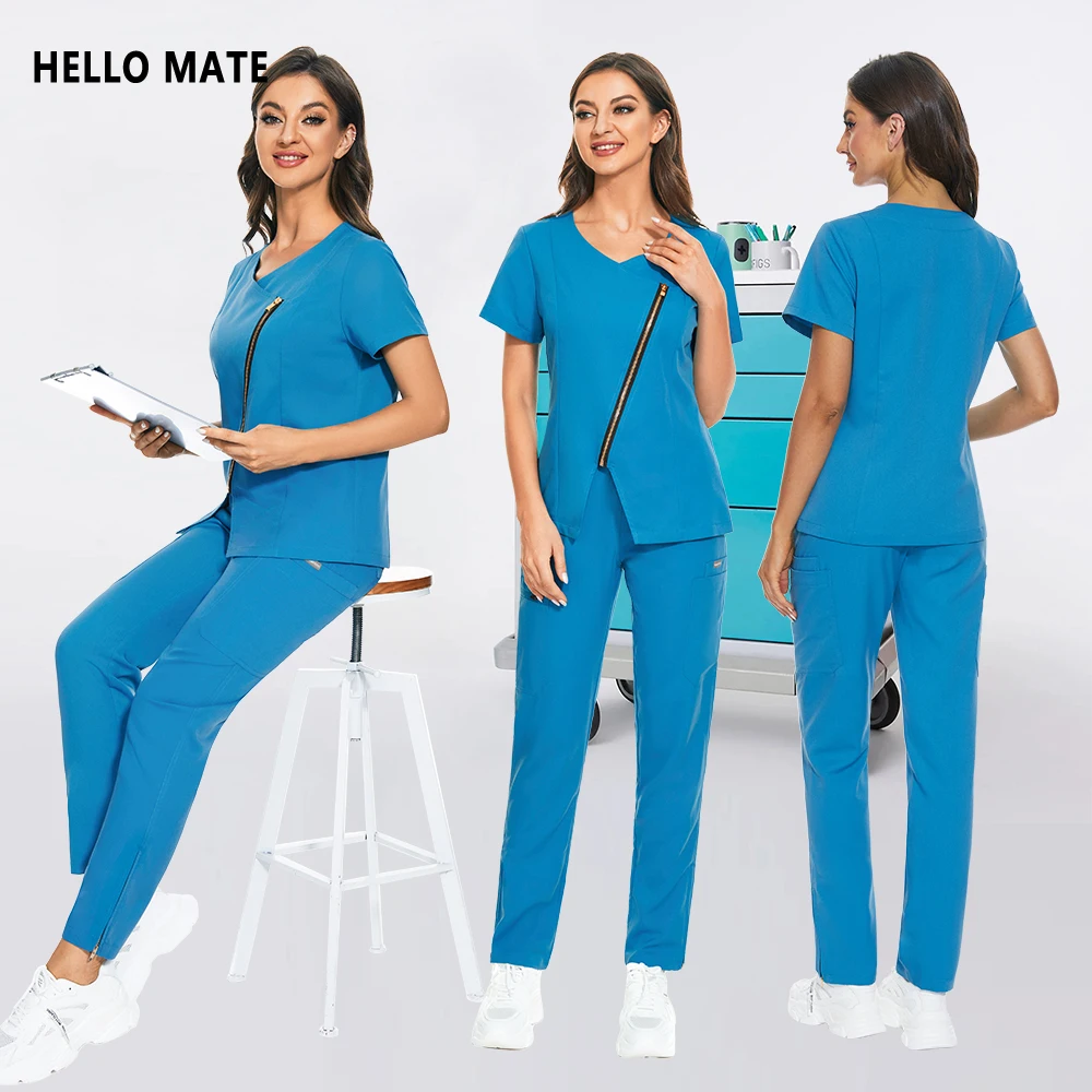 

Women's Medical Surgical Uniform Lab Clothing Doctor Nurse Work Top Pants Nursing Uniforms Suit High Quality Scrub Set Wholesale
