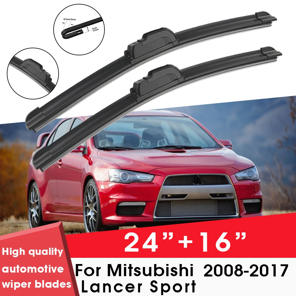 

Car Wiper Blade Blades For Mitsubishi Lancer Sport 2008-2017 24"+16" Windshield Windscreen Clean Rubber Silicon Cars Wipers