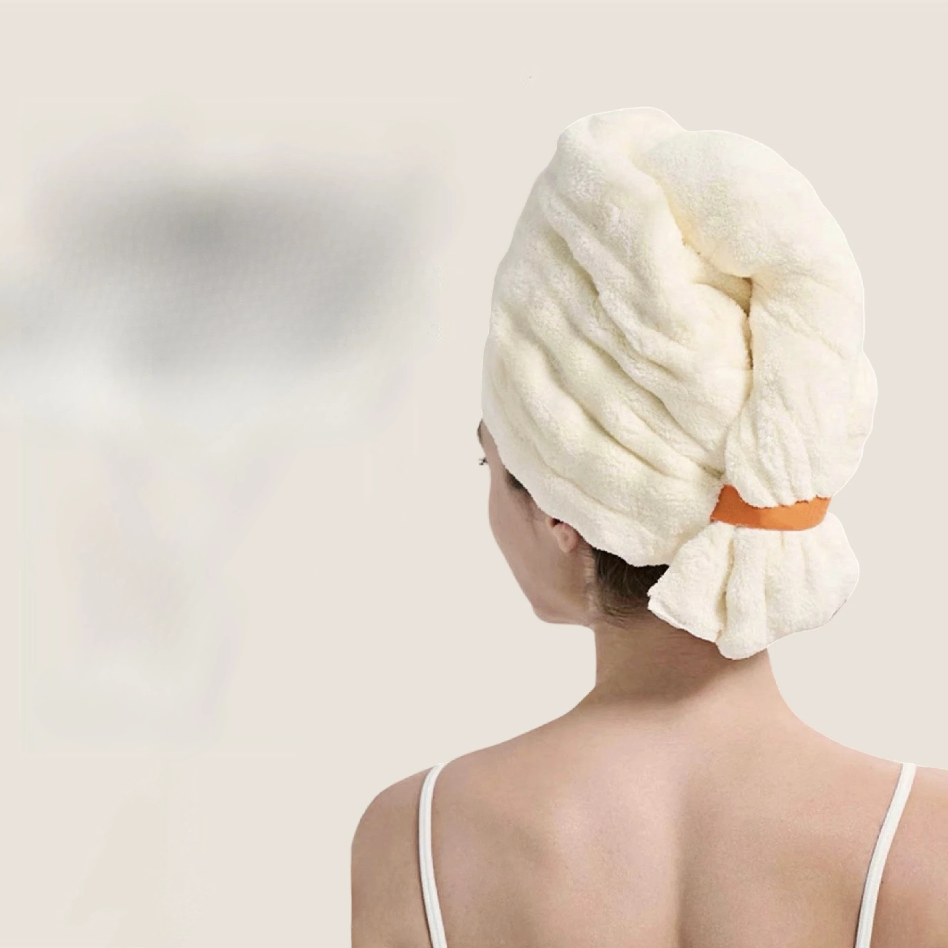 Microfiber Hair Towel Quick Dry Hair Towel Wrap With Elastic Band Extra Large Wrap Ultra Absorbent Soft Hair Towel Wrap Turban