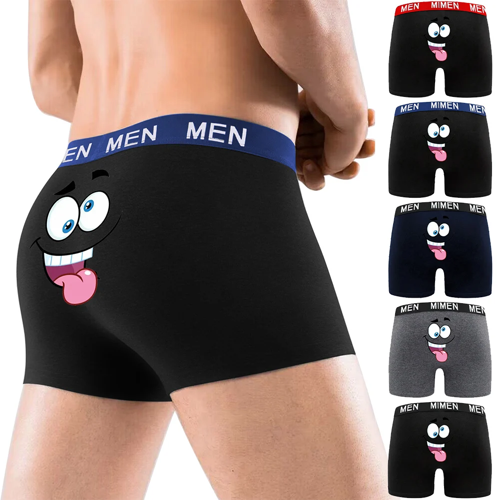 5 Pieces Men's Boxer Briefs with Novelty Pattern Printing - Fun Underwear Shorts