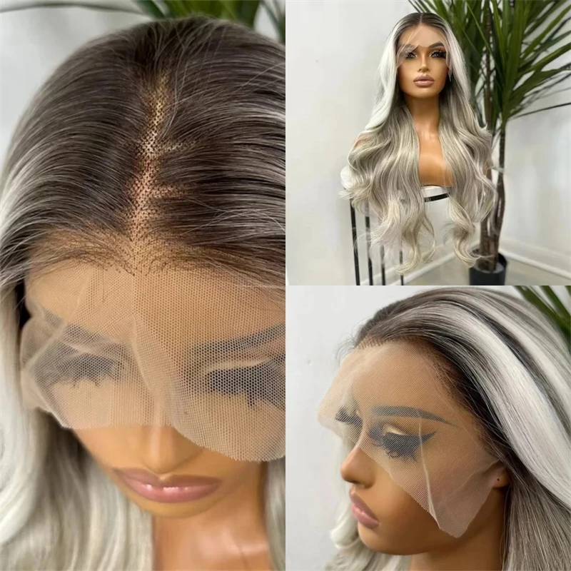 new-in-13x4-free-part-ombre-platinum-blonde-streaks-synthetic-lace-front-wig-natural-density-wig-glueless-hairline-28-inches