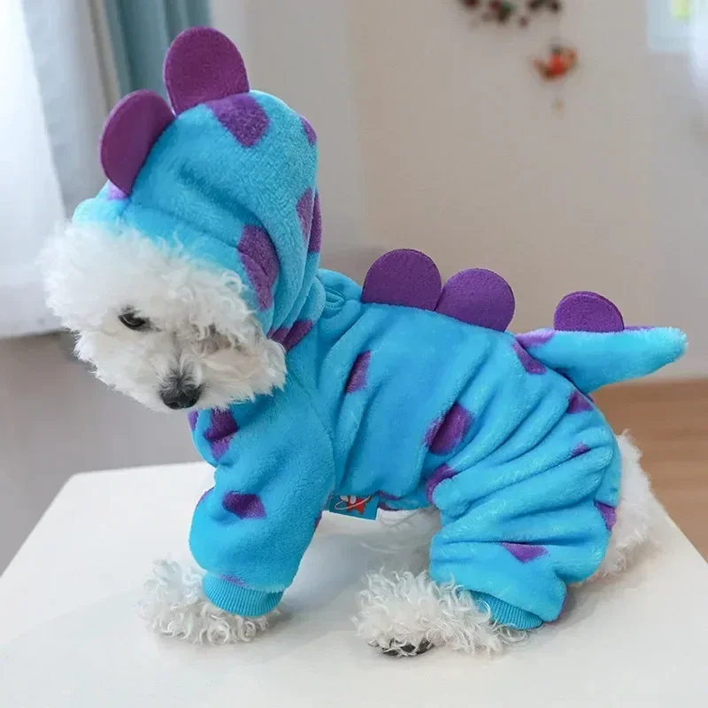 Winter Warm Dog Jumpsuit Cute Dinosaur Clothes for Small Dogs Cat Coat Dog Jacket Winter Warm Clothes Funny Costume Pet Clothes