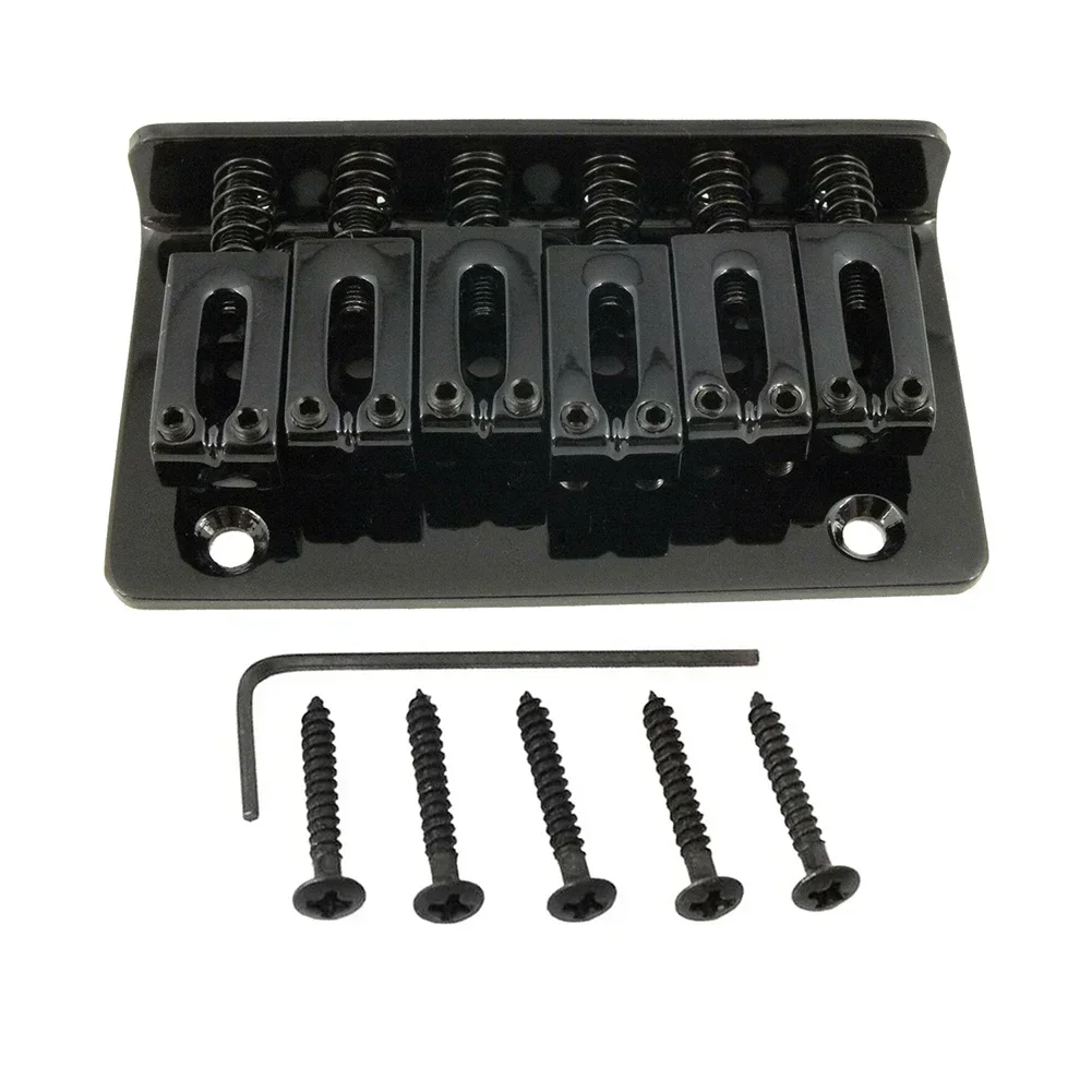 High Quality Hardtail Bridge Guitar Bridg Set Hard Tail Parts W/wrench 5x Screws Fixed Saddle Bridge For 6 String