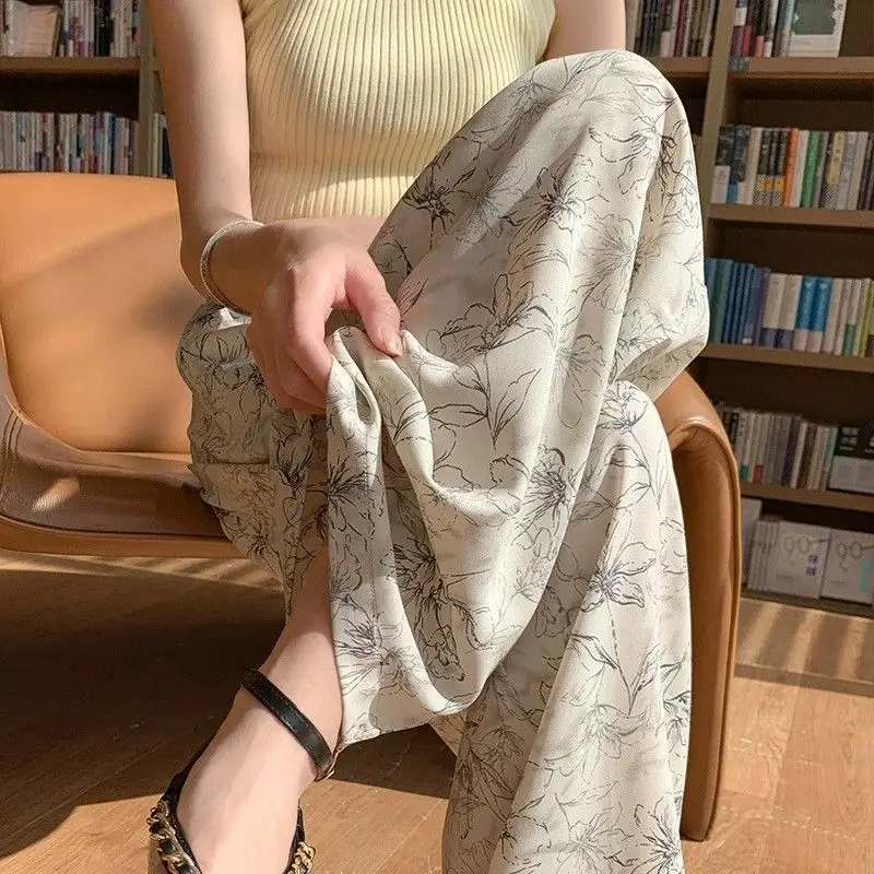 

Thin Spring Summer Drooping Pajamas for Cotton Loose Straight Wide-leg Large-size Home Pants Sleep Pj Bottoms Woman New Women's