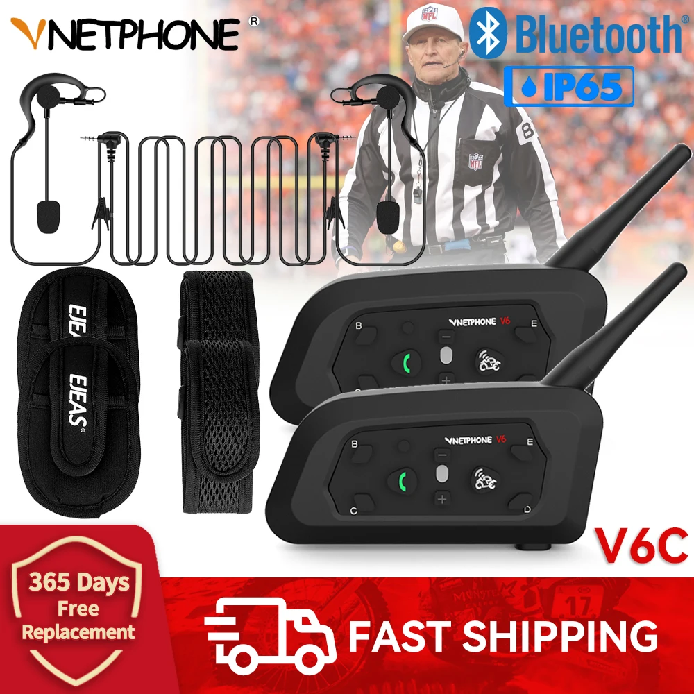 

Vnetphone V6C 2 User Referee Intercom Headset Bluetooth Headphone Communication Duplex Soccer Conference Interphone Waterproof