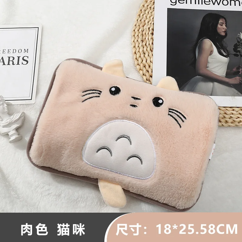 Imitation Rabbit Hair Hand Warmers, Cartoon Water Filling, Hot-Water Bag, Explosion-Proof, Rechargeable Hot Water Bottles, Soft