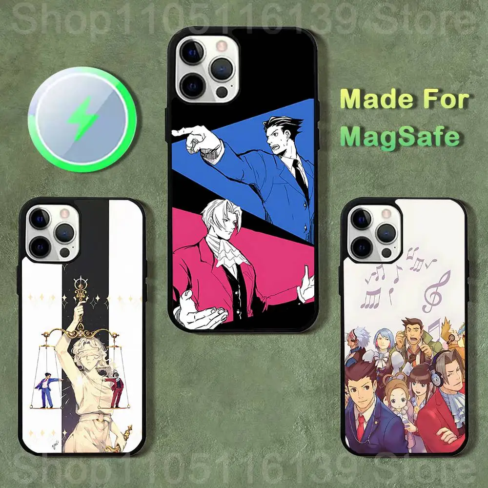 

Чехол Game Ace A- Attorney для iPhone 17,16,15,14,13,12,11, Pro, Max, Plus, Mini, SE4, E с магнитной беспроводной зарядкой Magsafe