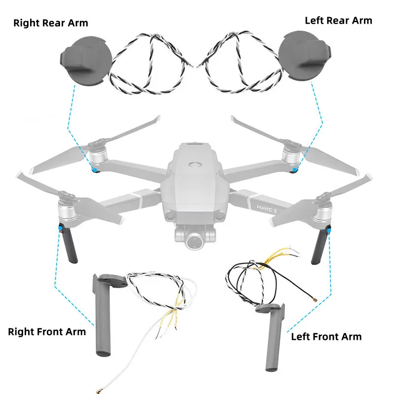 Original for Mavic 2 Front Arm Landing Gear with Antenna & Back Cover for DJI Mavic 2 Pro / Zoom Drone Repair Parst