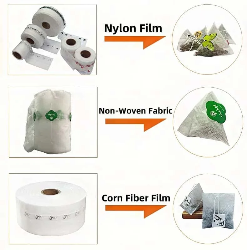 Professional Health Fruit Tea Mulberry Triangle Pyramids Tea Bag With Tag and String Filling Packing Machine Outer Bag Machine