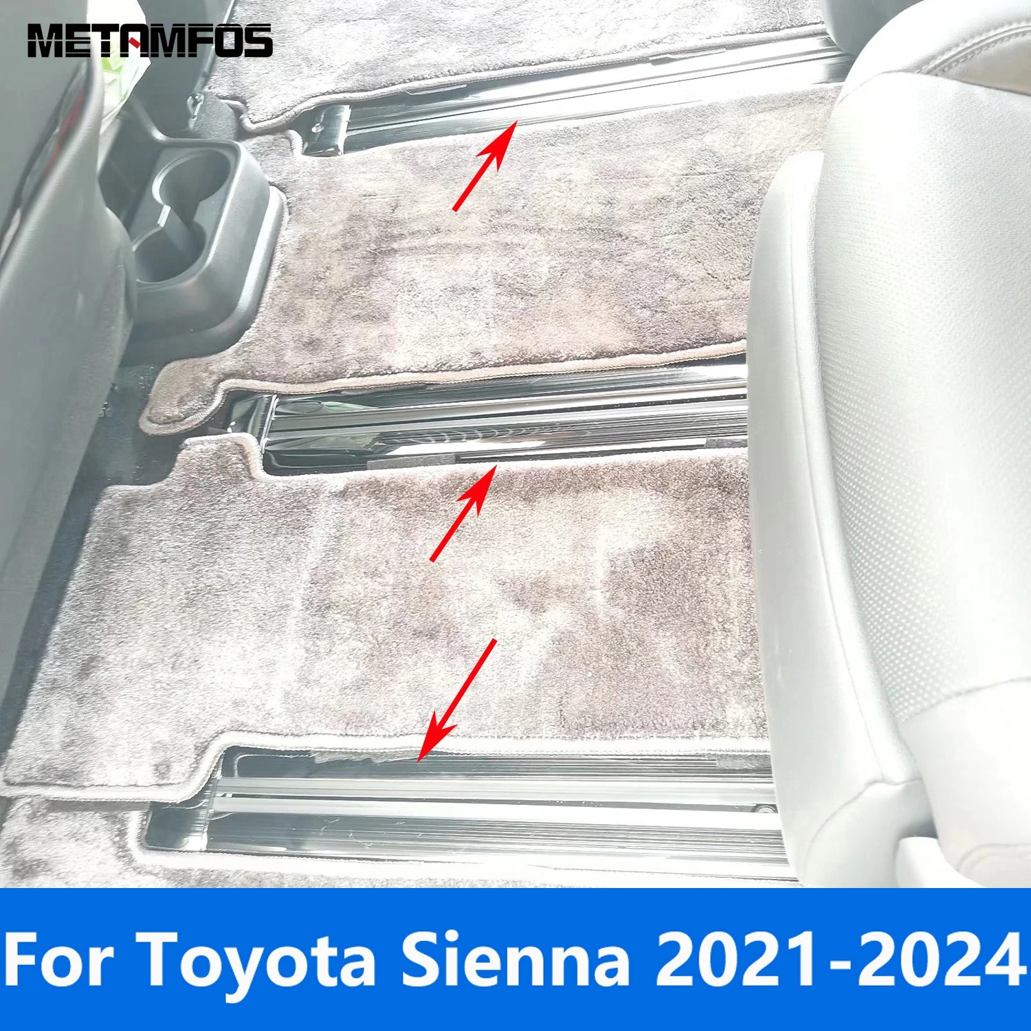 For Toyota Sienna 2021 2022 2023 2024 Stainless Steel Rear Seat Track Path Slide Rail Frame Molding Trim Accessories Car Styling