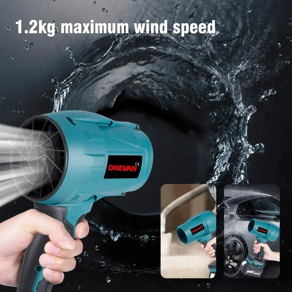 ONEVAN 2000W Brushless Electric Turbo Blower Jet Fan Violent Leaf Dust Snow Blowing Car Dryer Handheld For Makita 18V Battery