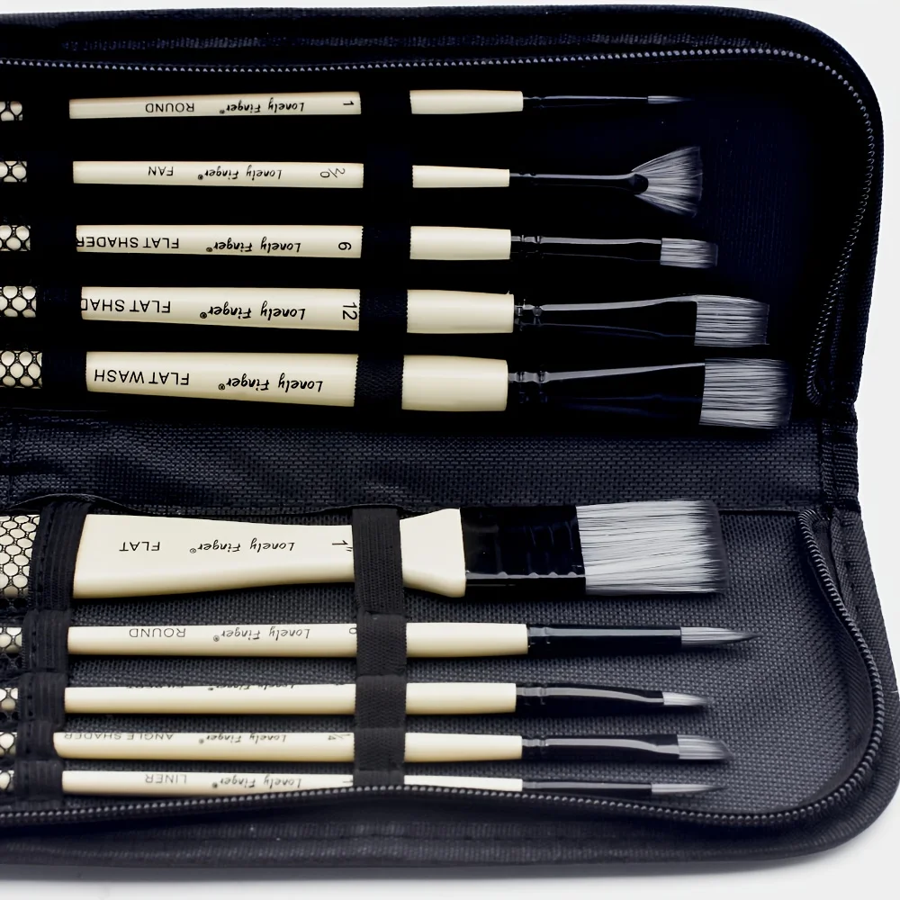 

Набор кистей для рисования, 10 шт., художественные кисти с футляром для масла, акрила, акварели, гуаши, живописи