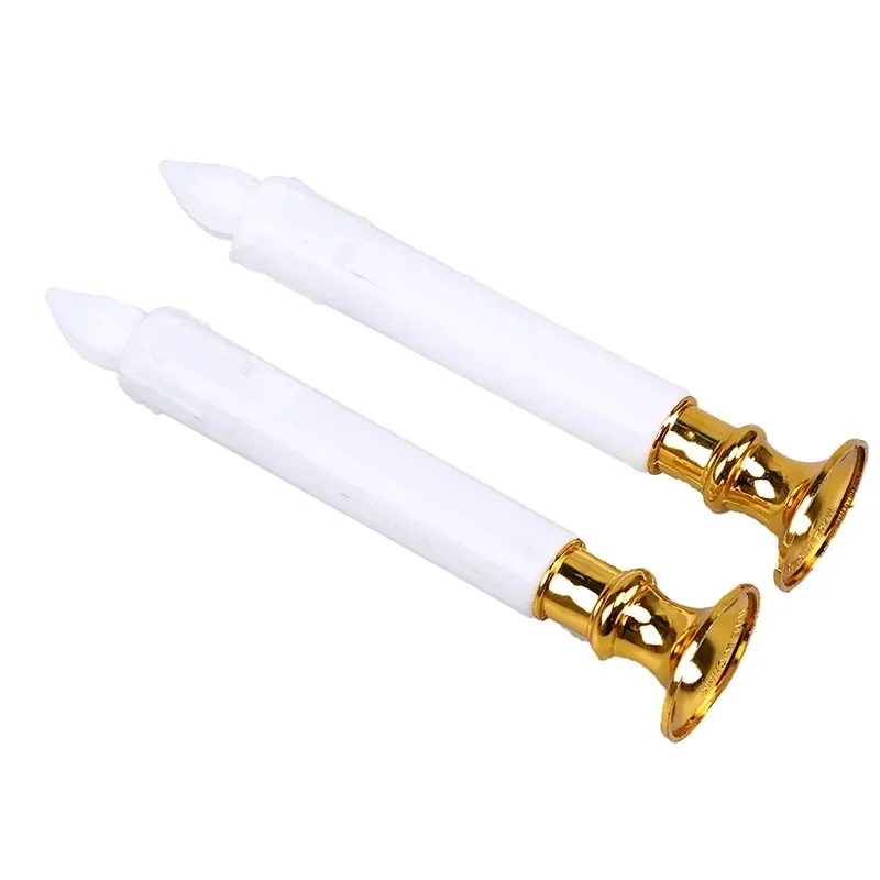 

2PCS Electric Flameless Candle Light with Removable Gold Bases, LED Candles for Halloween, Christmas Party, Wedding Decor
