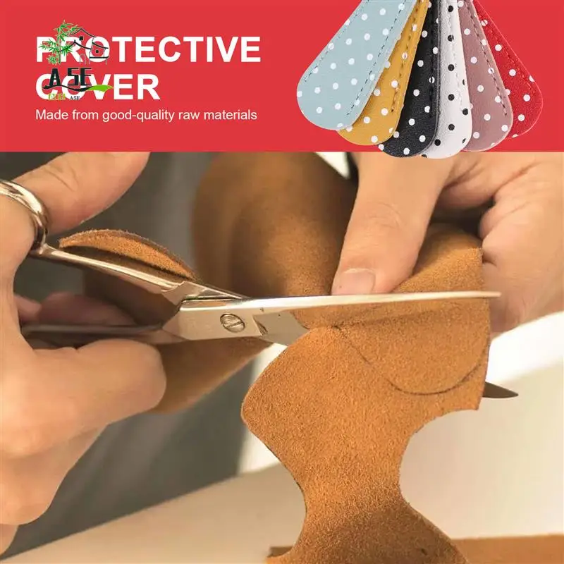 

A05E-6 Pieces Embroidery Scissors Sheath Polka Dot Scissors Protective Cover Scissors Leather Sheath For Scissors Protection