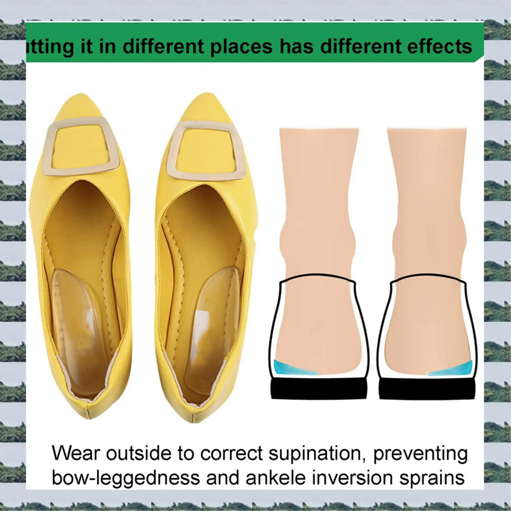 

ABQR 4 Pairs Medial & Lateral Heel Wedge Silicone Insoles - Corrective Adhesive Shoe Inserts