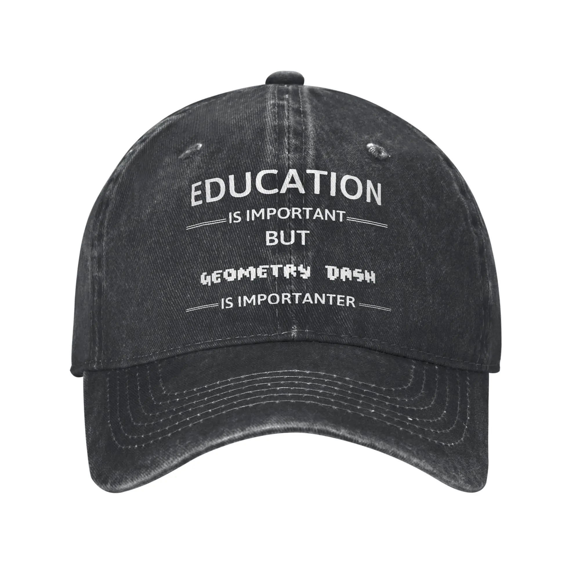 Education Is Important But Geometry Dash Is Fashion Baseball Cap  Street Style Men's Cap  Music Festival Men's Cap
