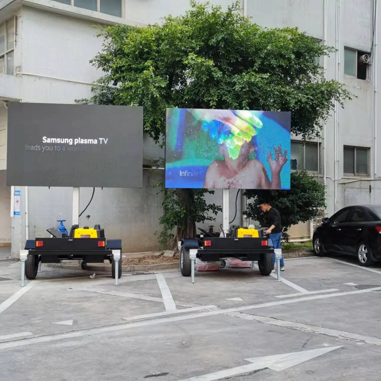 P5 التوصيل والتشغيل مقطورة المحمول LED 6 مللي متر بكسل الملعب IP65 تبديد الحرارة الإعلان شاشة LED لفيديو الوسائط في الهواء الطلق ل #2