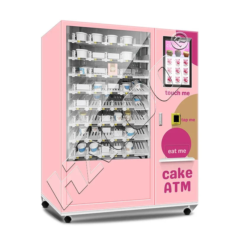 Fornitore di distributori automatici Haloo Distributore automatico di cupcake ATM per cupcake direttamente in fabbrica in Cina con touch screen ed ascensore