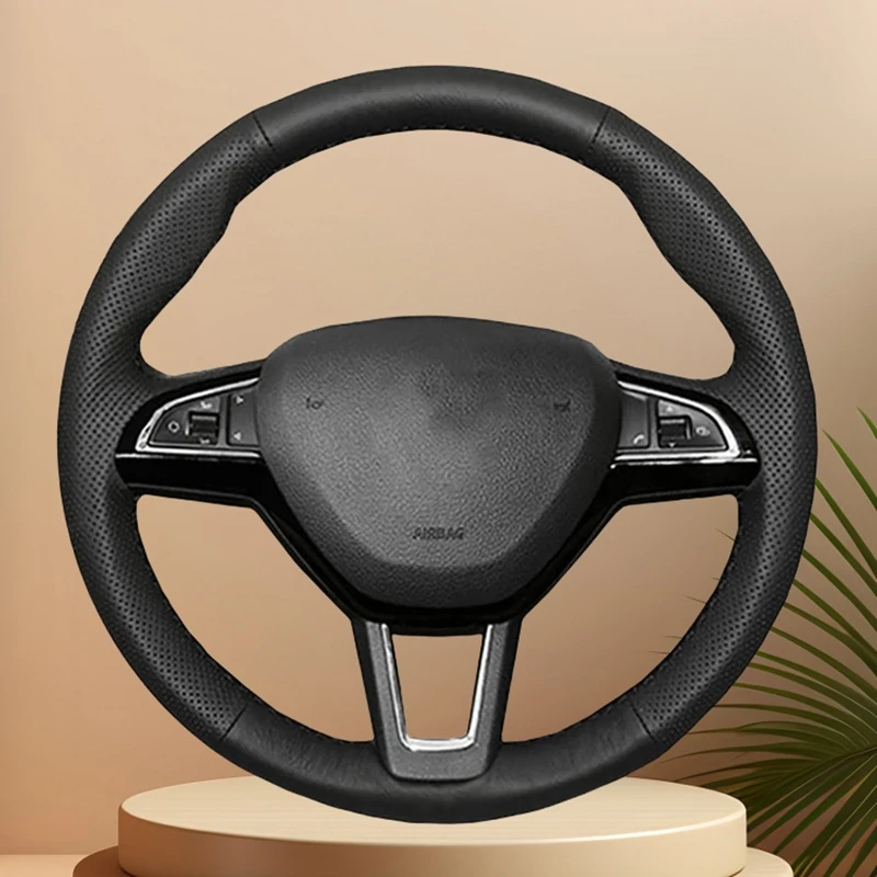 

Customized Original Car Steering Wheel Cover For Skoda Octavia Fabia Rapid Spaceback Superb (3-Spoke) Leather For Steering Wheel