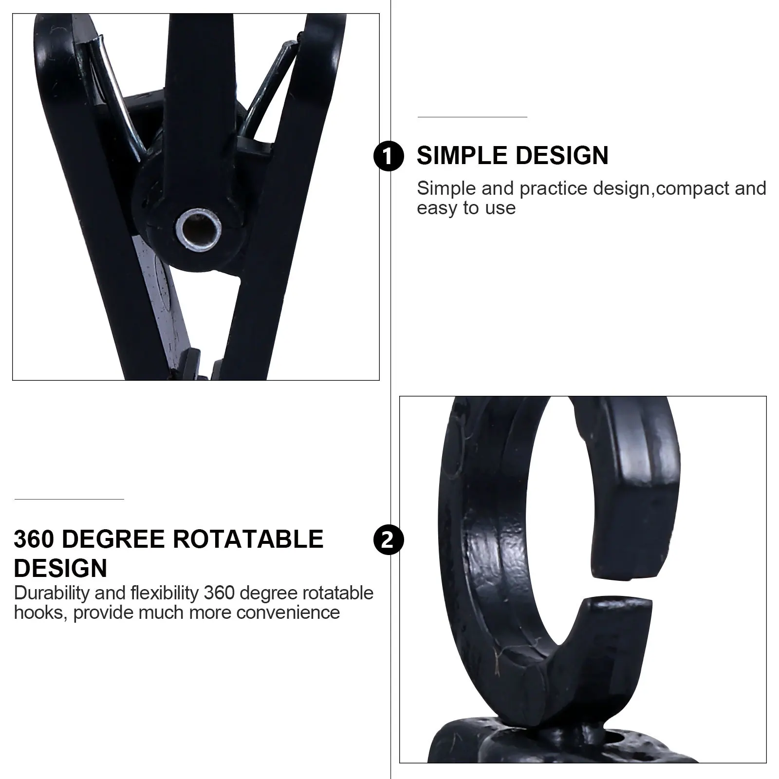 

50Pcs Flexible 360 Degree Rotatable Hooks Multi Purpose for Hanging Photos Curtains Drapes Clothes Laundry Clips Home